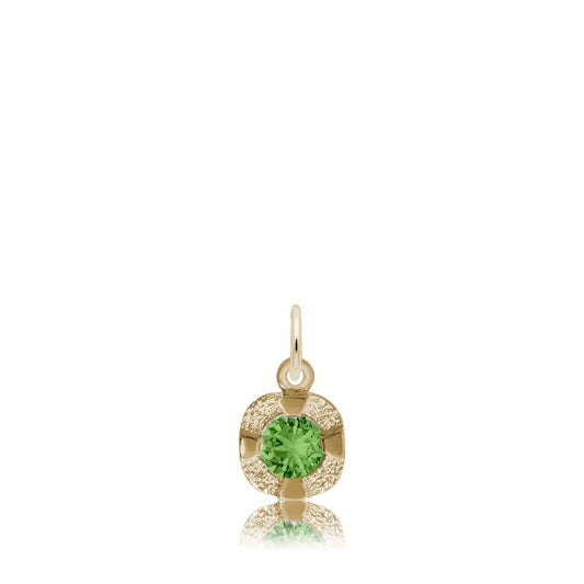 Synthetic Emerald May Birthstone Disc Charm in 14K Yellow Gold