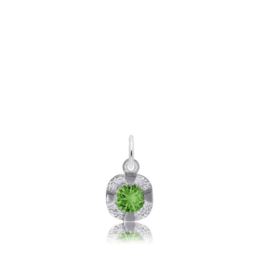 Synthetic Emerald May Birthstone Disc Charm in Sterling Silver