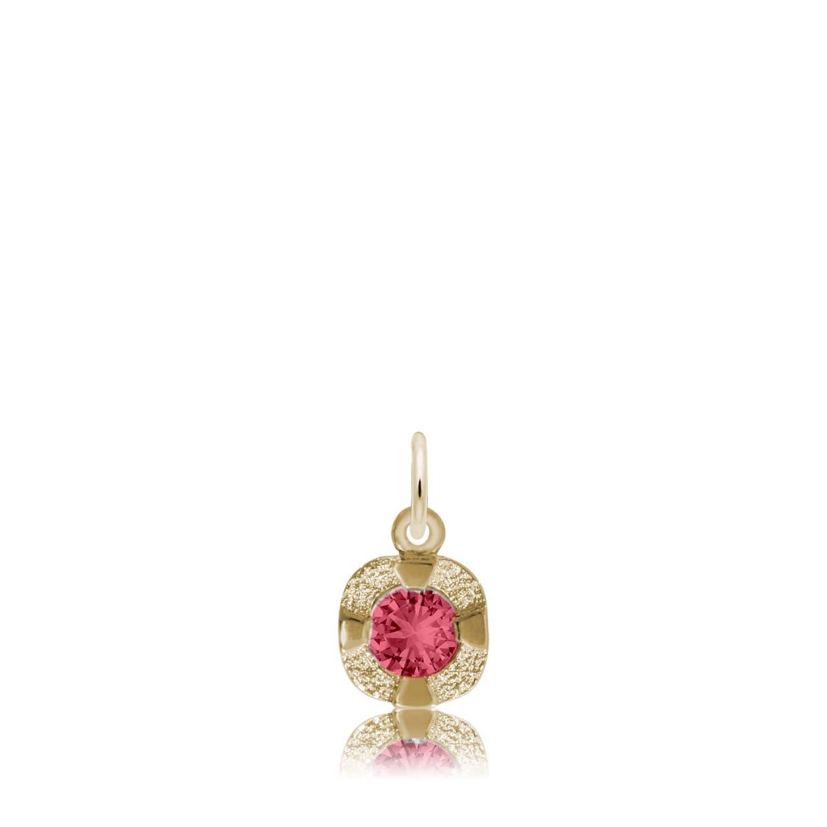 Synthetic Ruby July Birthstone Disc Charm in 14K Yellow Gold