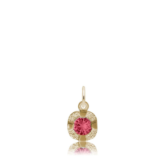 Synthetic Ruby July Birthstone Disc Charm in 14K Yellow Gold