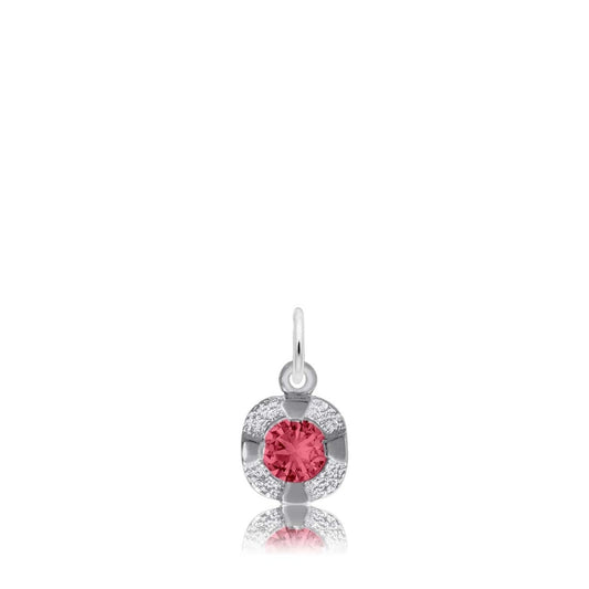 Synthetic Ruby July Birthstone Disc Charm in Sterling Silver