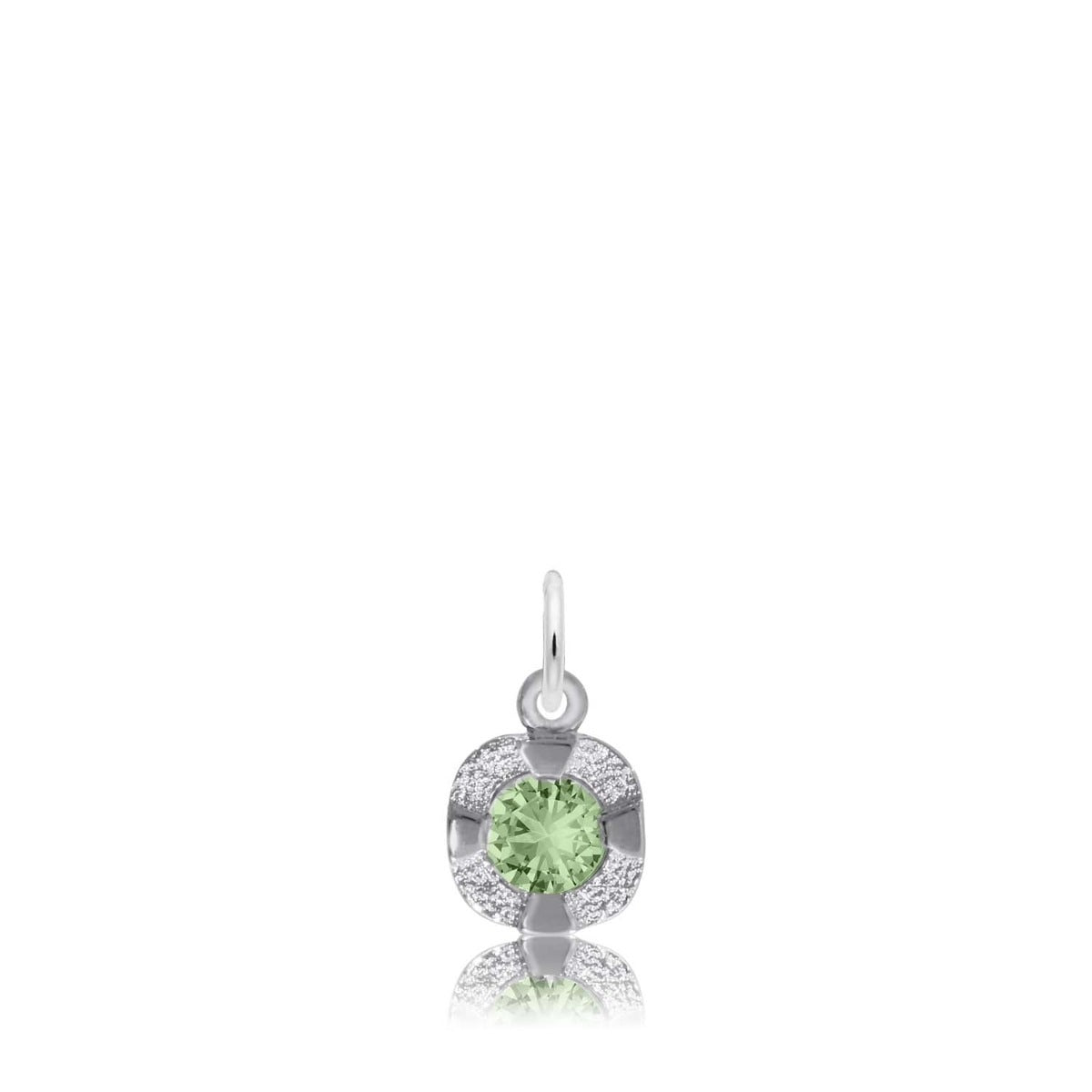 Synthetic Peridot August Birthstone Disc Charm in Sterling Silver