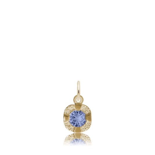 Synthetic Sapphire September Birthstone Disc Charm in 14K Yellow Gold