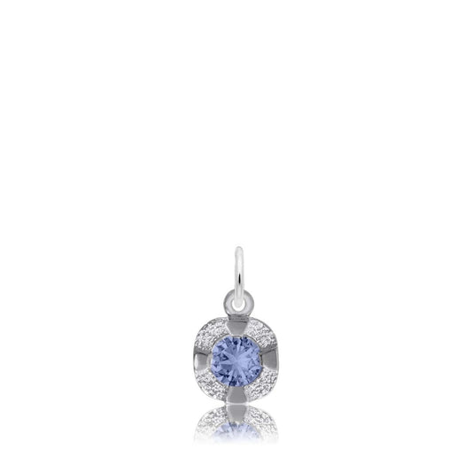Synthetic Sapphire September Birthstone Disc Charm in Sterling Silver
