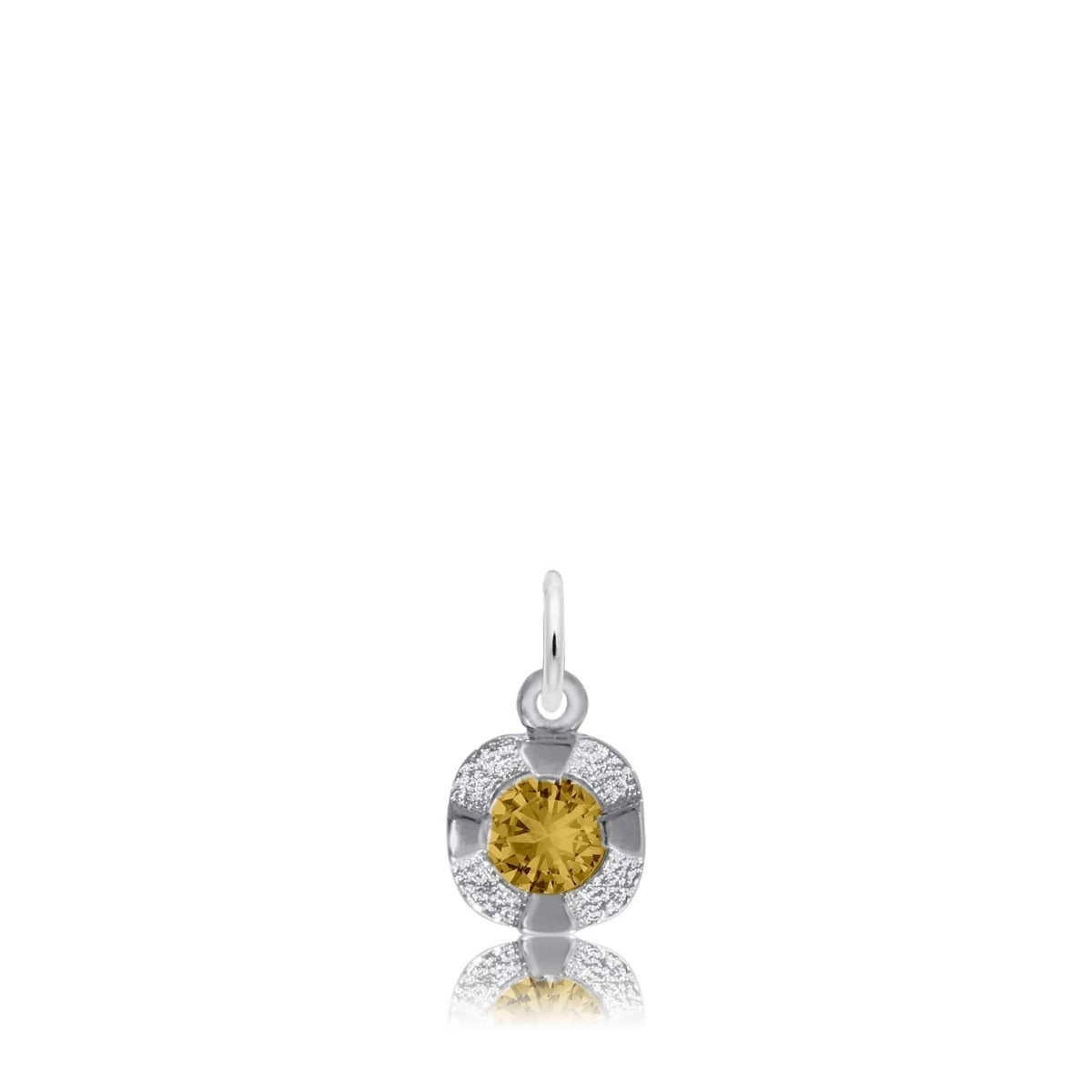 Synthetic Citrine November Birthstone Disc Charm in Sterling Silver