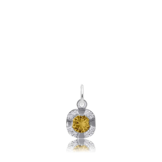 Synthetic Citrine November Birthstone Disc Charm in Sterling Silver