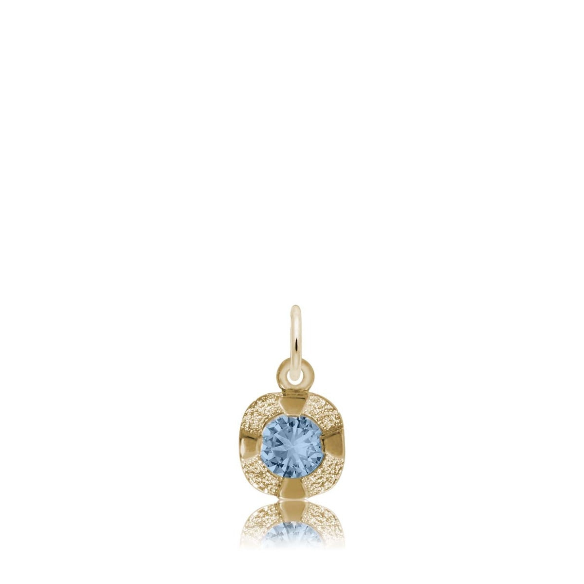 Synthetic Blue Topaz December Birthstone Disc Charm in 14K Yellow Gold