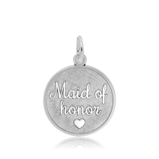 Maid of Honor Disc Charm in Sterling Silver