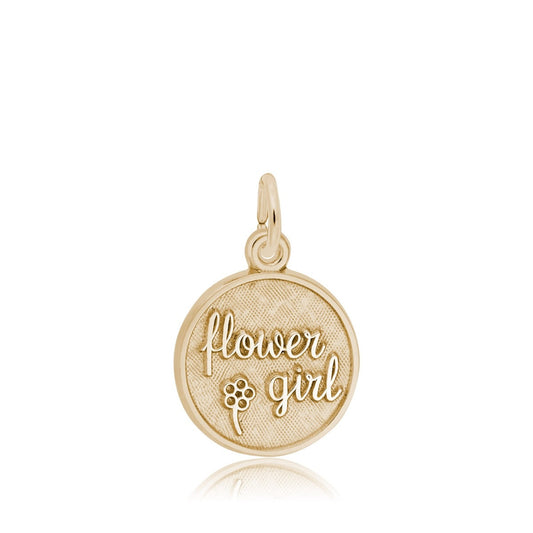 Flower Girl Disc Charm in 14K Yellow Gold