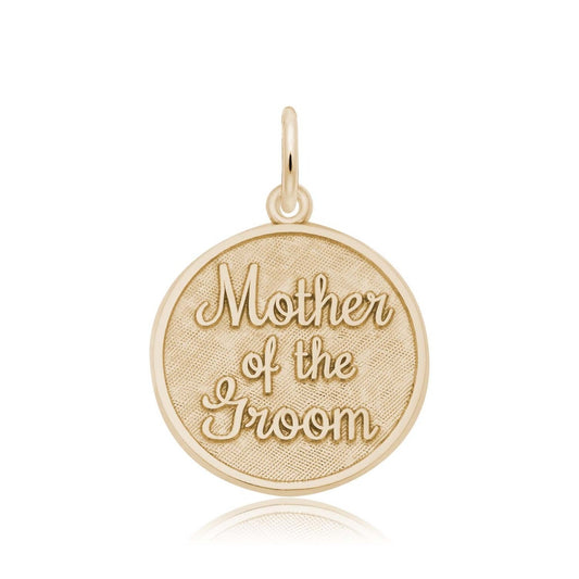 Mother of the Groom Disc Charm in 14K Yellow Gold