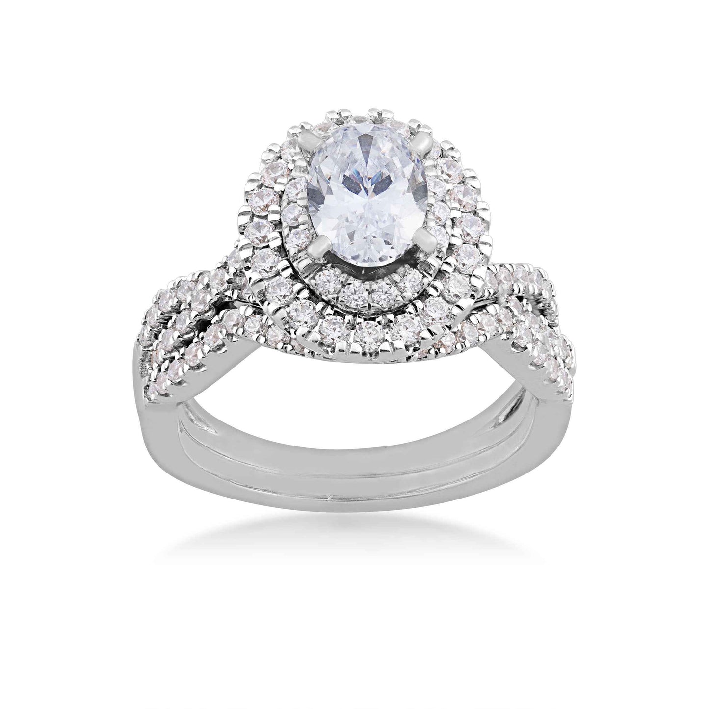 Amaura Collection 1-7/8 ct. tw. Oval Double-Halo Diamond Wedding Set in 14K White Gold