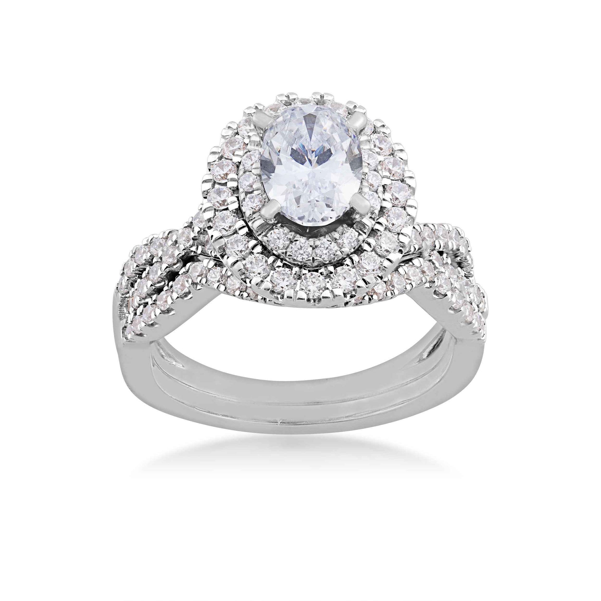 Amaura Collection 1-7/8 ct. tw. Oval Double-Halo Diamond Wedding Set in 14K White Gold