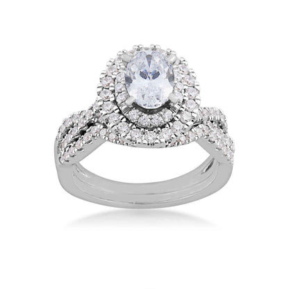 Amaura Collection 1-7/8 ct. tw. Oval Double-Halo Diamond Wedding Set in 14K White Gold
