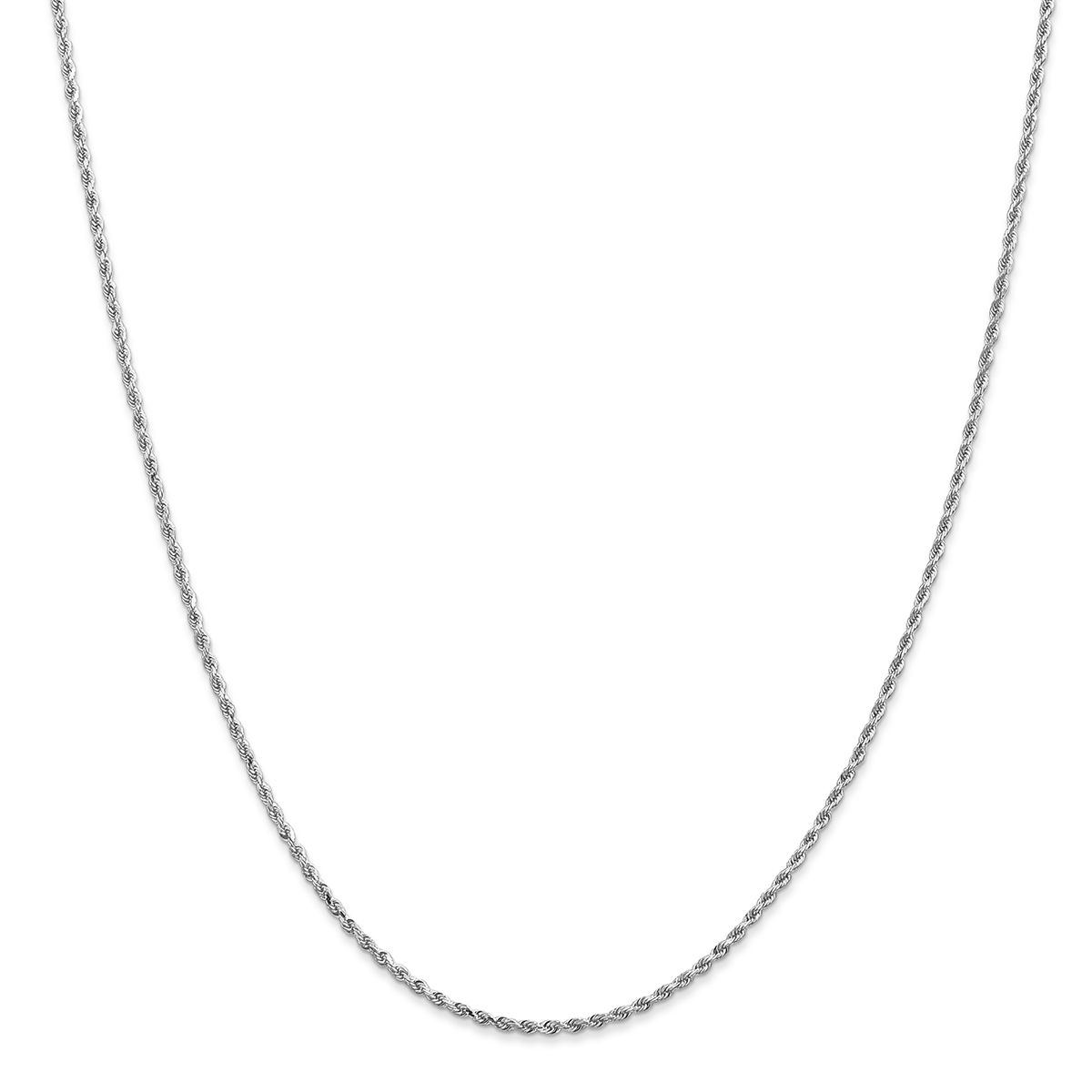 2mm 18-inch Solid Diamond Cut Rope Chain 10K White Gold