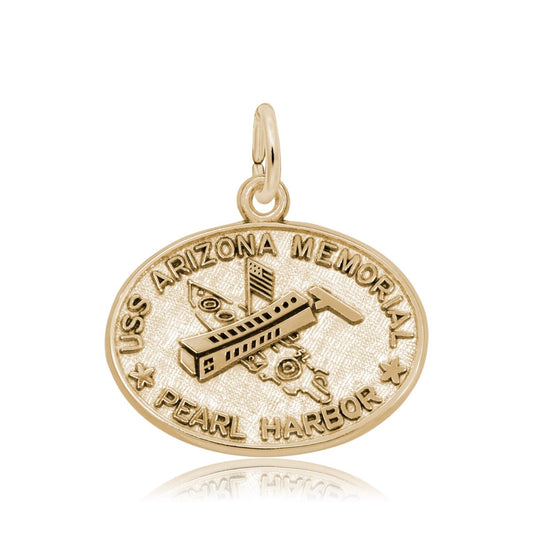USS Arizona Memorial Charm in 14K Yellow Gold