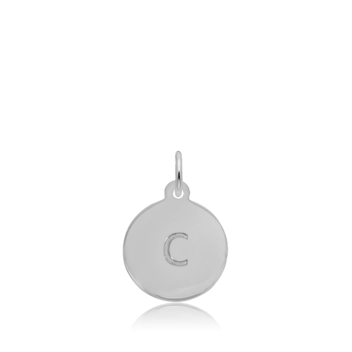 Initial C Disc Charm in Sterling Silver