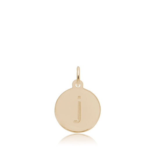 Initial J Disc Charm in 14K Yellow Gold