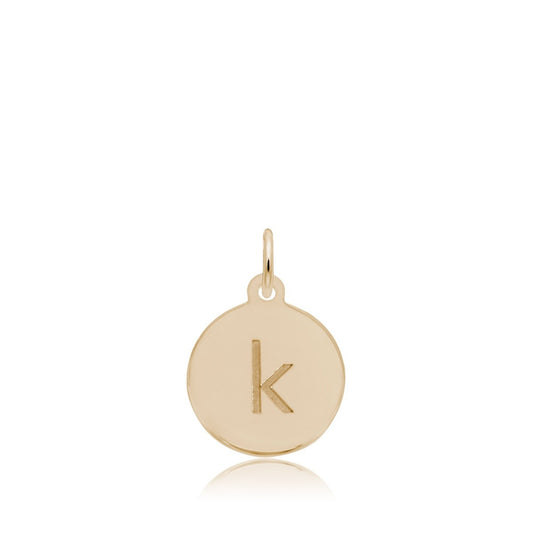Initial K Disc Charm in 14K Yellow Gold