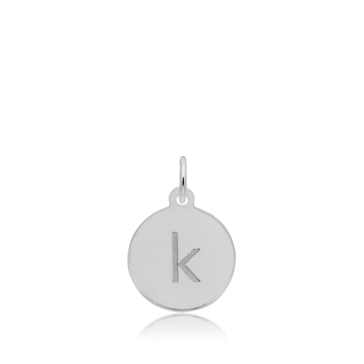 Initial K Disc Charm in Sterling Silver
