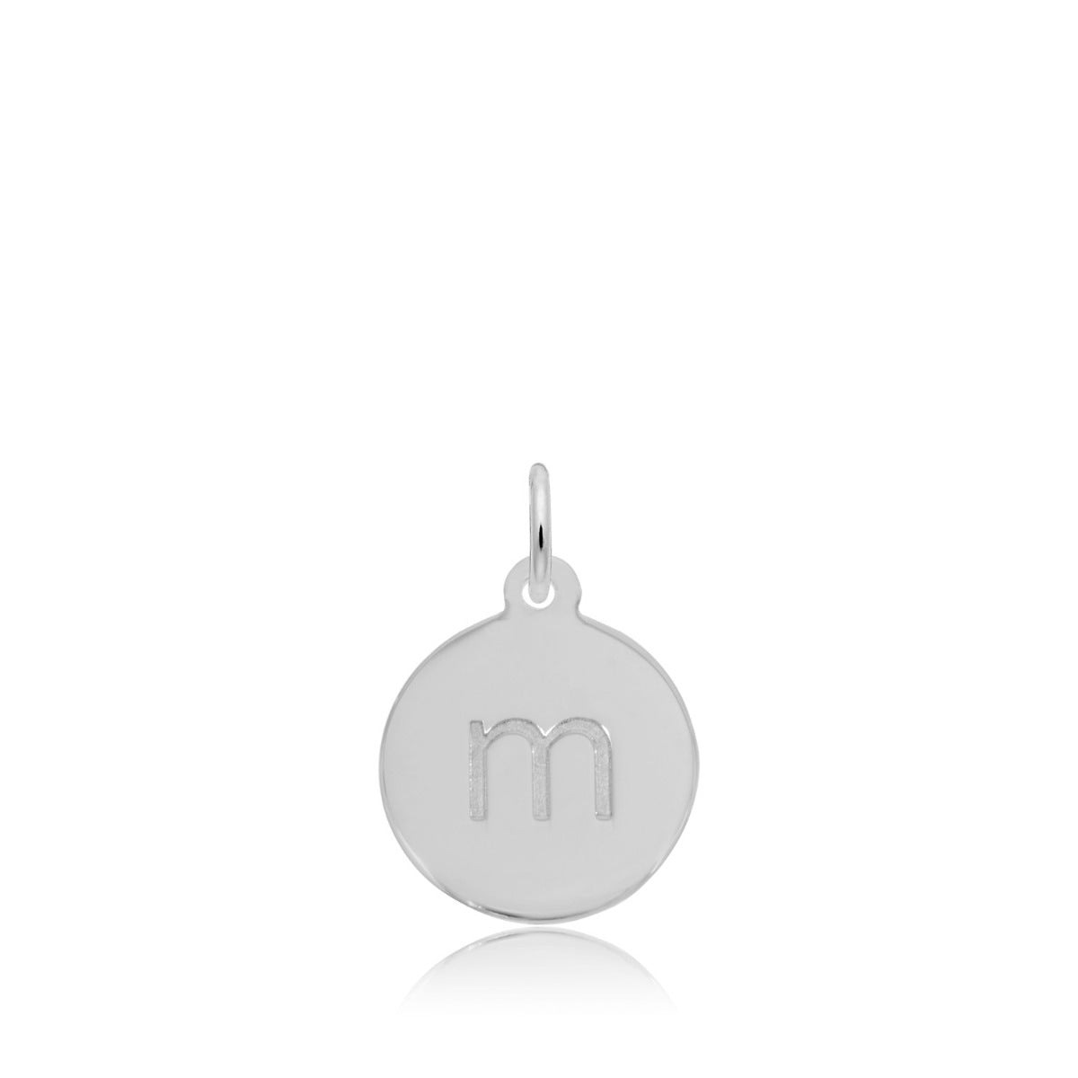 Initial M Disc Charm in Sterling Silver