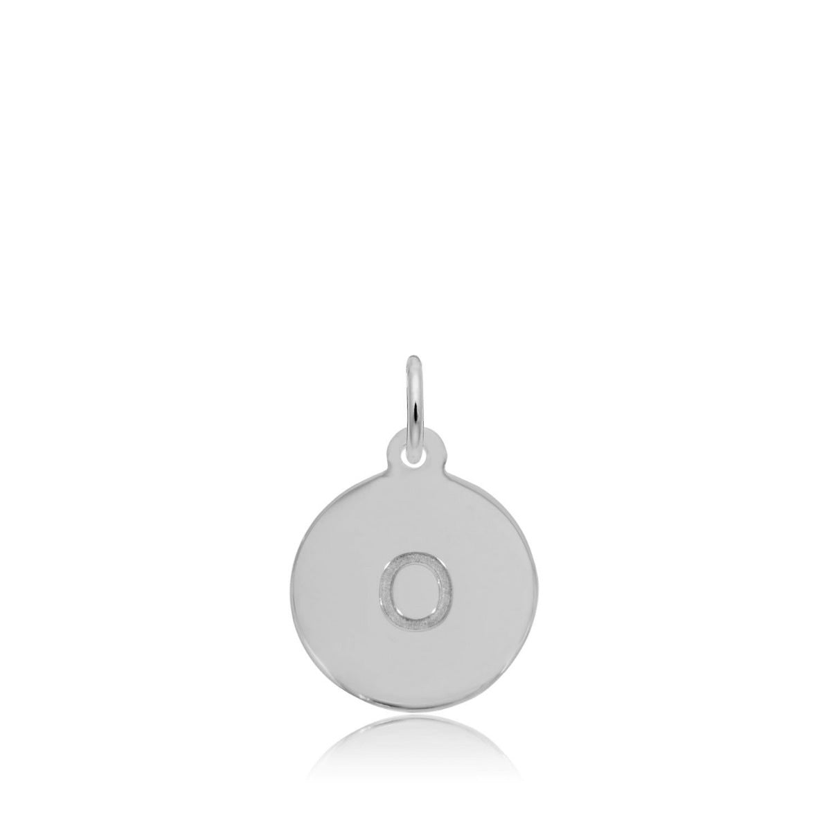 Initial O Disc Charm in Sterling Silver