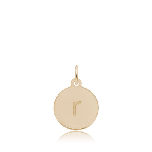 Initial R Disc Charm in 14K Yellow Gold