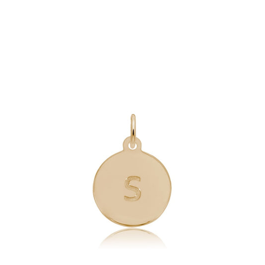 Initial S Disc Charm in 14K Yellow Gold