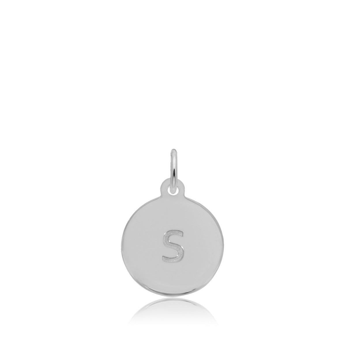 Initial S Disc Charm in Sterling Silver
