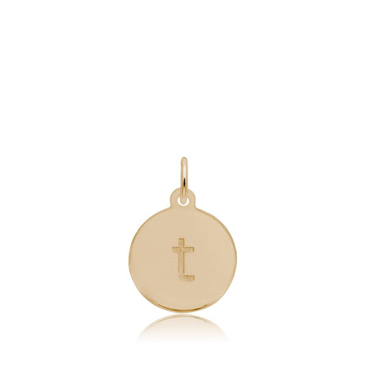 Initial T Disc Charm in 14K Yellow Gold