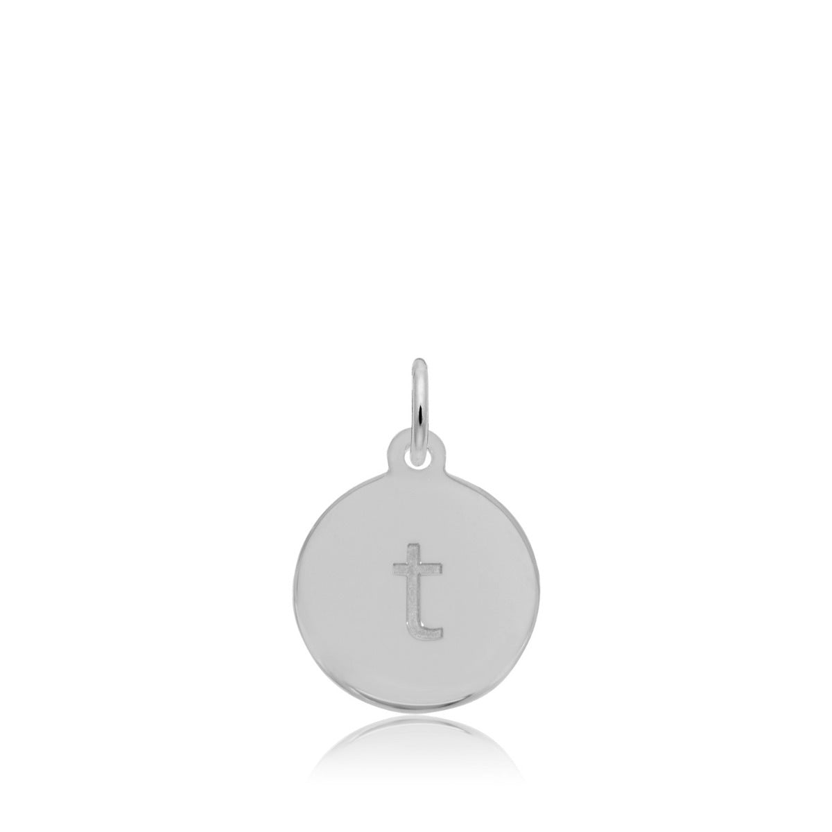 Initial T Disc Charm in Sterling Silver