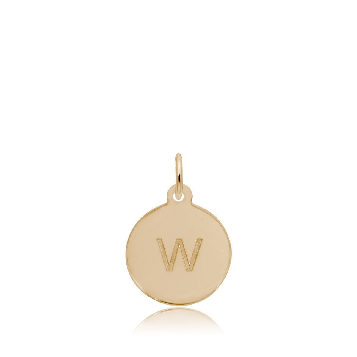 Initial W Disc Charm in 14K Yellow Gold