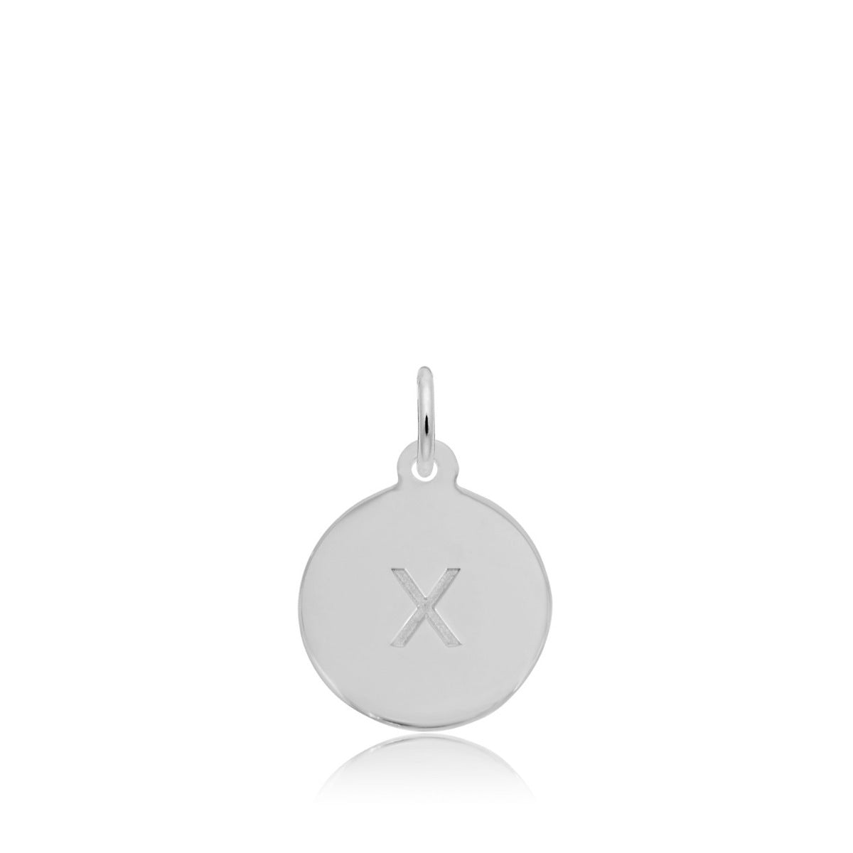 Initial X Disc Charm in Sterling Silver