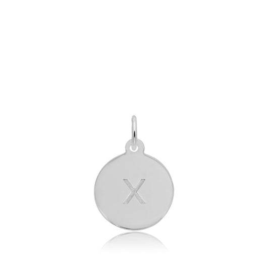 Initial X Disc Charm in Sterling Silver