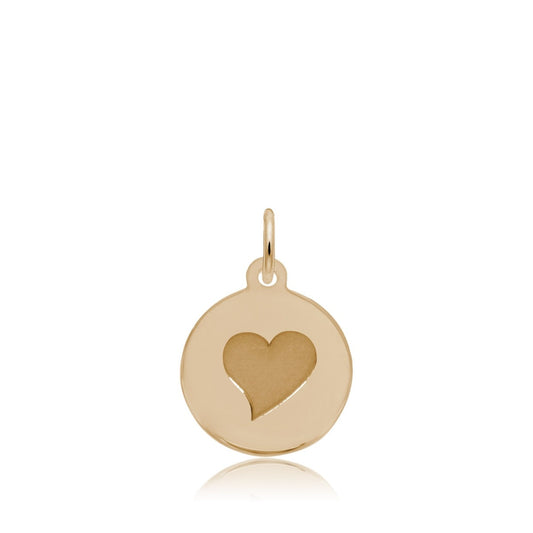 Heart Disc Charm in 14K Yellow Gold