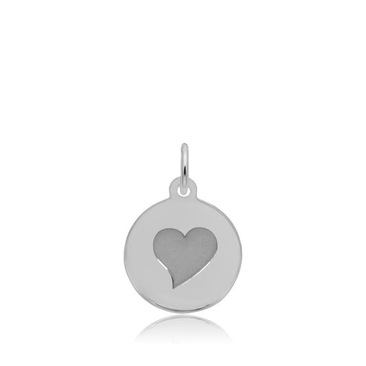 Heart Disc Charm in Sterling Silver