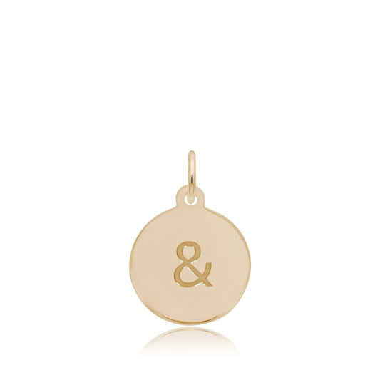 Ampersand Disc Charm in 14K Yellow Gold