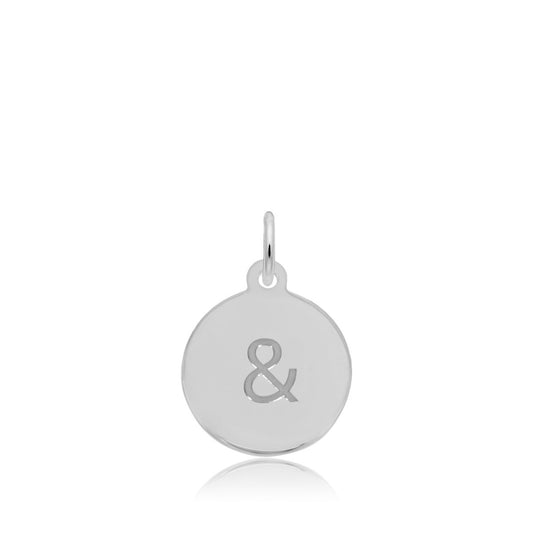 Ampersand Disc Charm in Sterling Silver