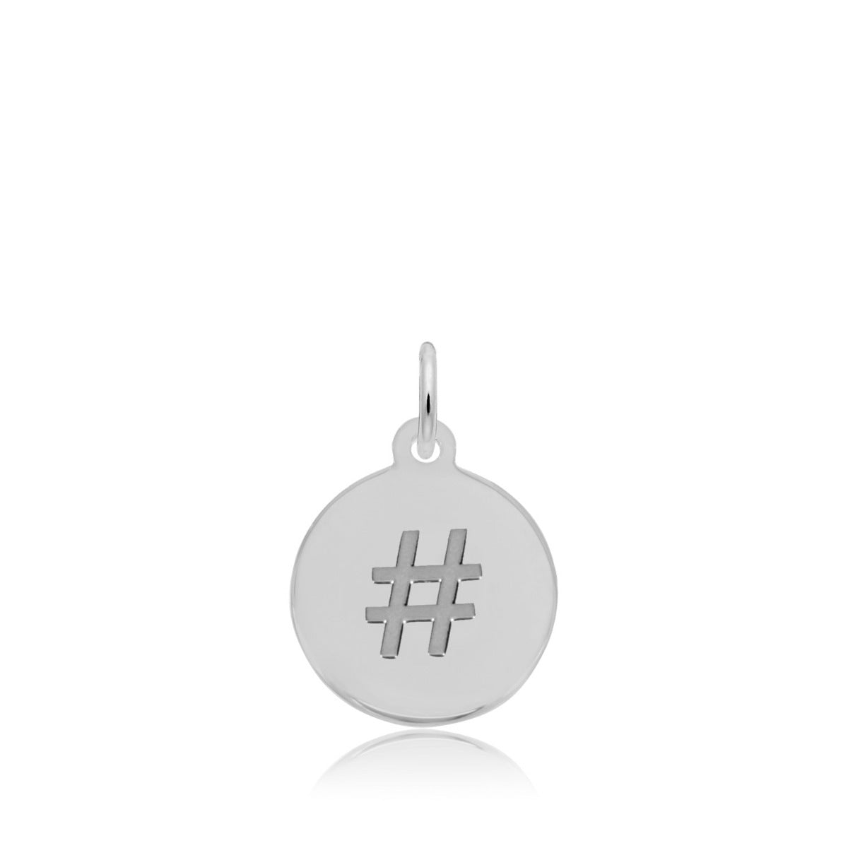 Hashtag Disc Charm in Sterling Silver
