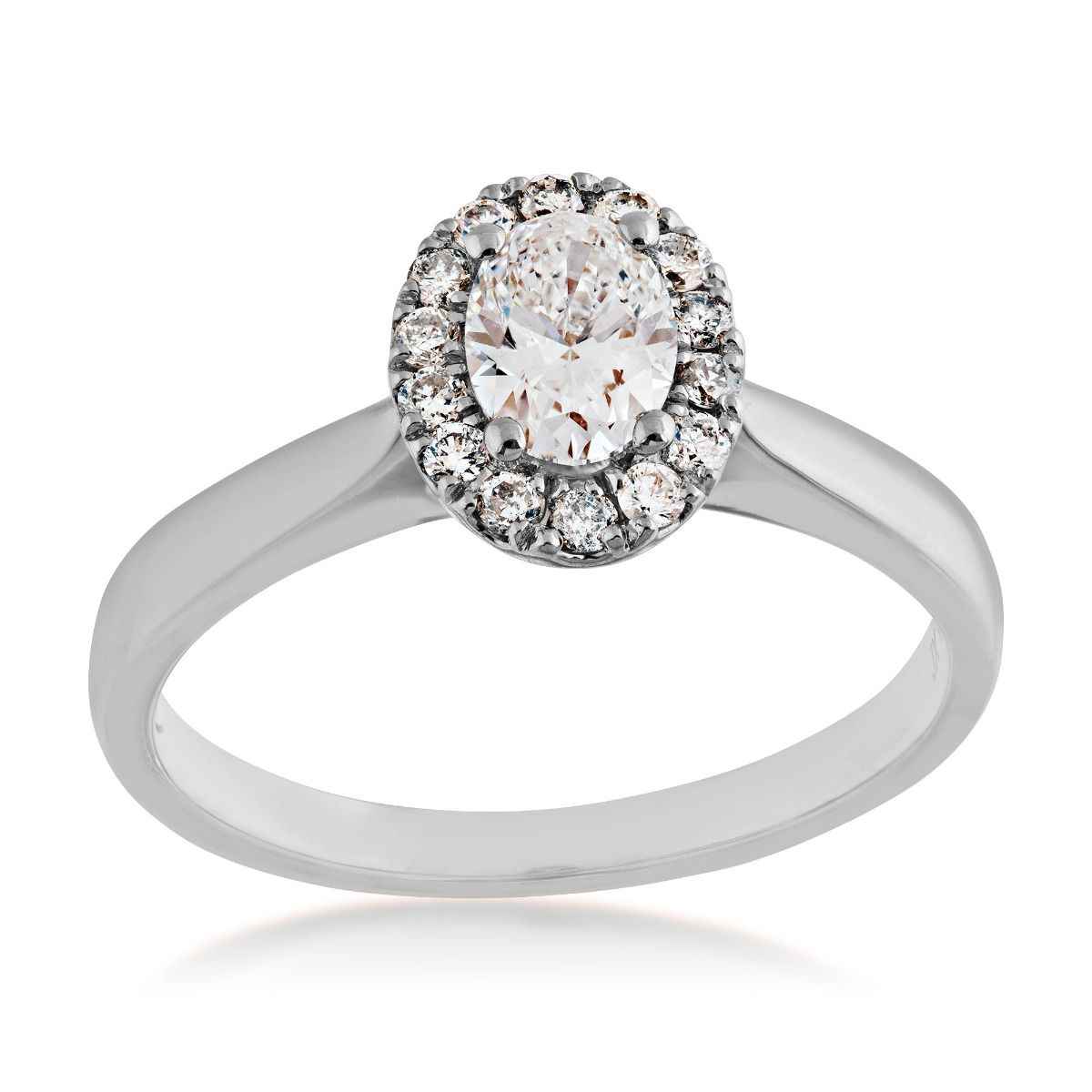Amaura Collection 1/2 ct. Classic Oval Diamond Engagement Ring with 1/5 ct. Diamond Halo in 14K White Gold