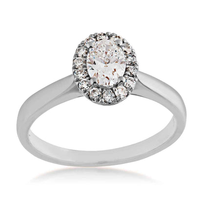 Amaura Collection 1/2 ct. Classic Oval Diamond Engagement Ring with 1/5 ct. Diamond Halo in 14K White Gold
