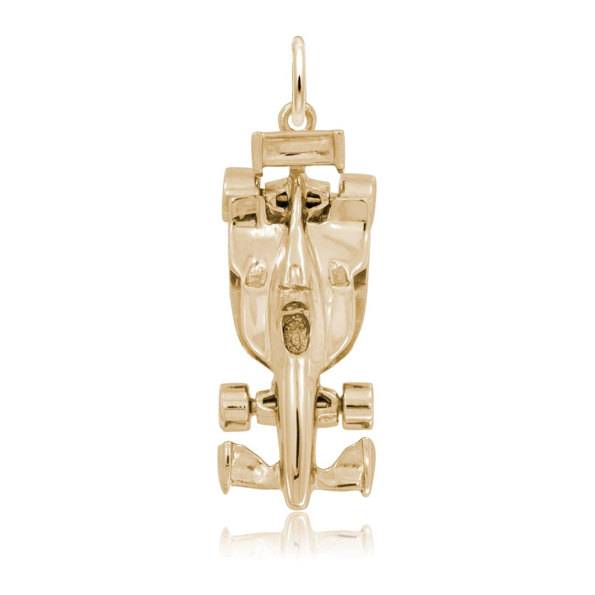 Modern Open-Wheel Race Car Charm in 14K Yellow Gold