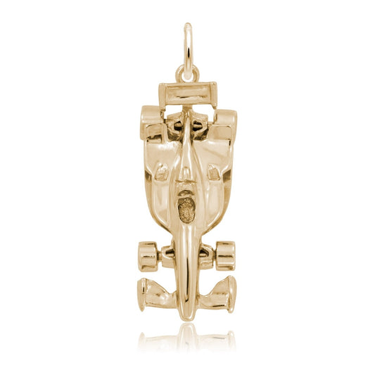 Modern Open-Wheel Race Car Charm in 14K Yellow Gold