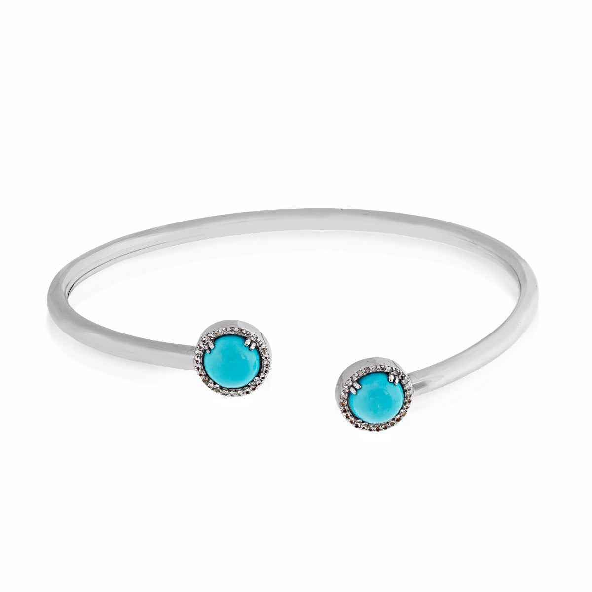 Turquoise and 1/5 ct. tw. Diamond Cuff Bracelet in Sterling Silver