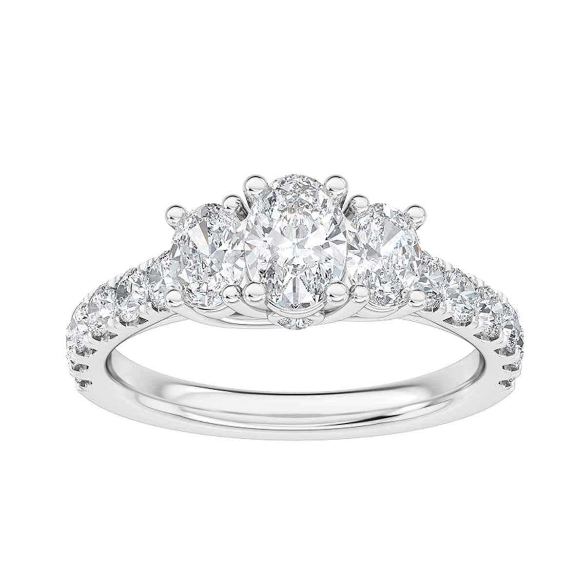 Adamante 2 ct. tw. 3-Stone Oval Lab-Grown Diamond Engagement Ring in 14K White Gold