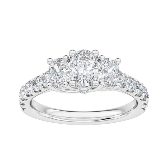 Adamante 2 ct. tw. 3-Stone Oval Lab-Grown Diamond Engagement Ring in 14K White Gold
