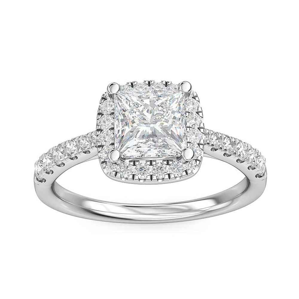 Designed With Love 3/8 ct. tw. Diamond Halo Semi-Mount Engagement Ring in 14K White Gold