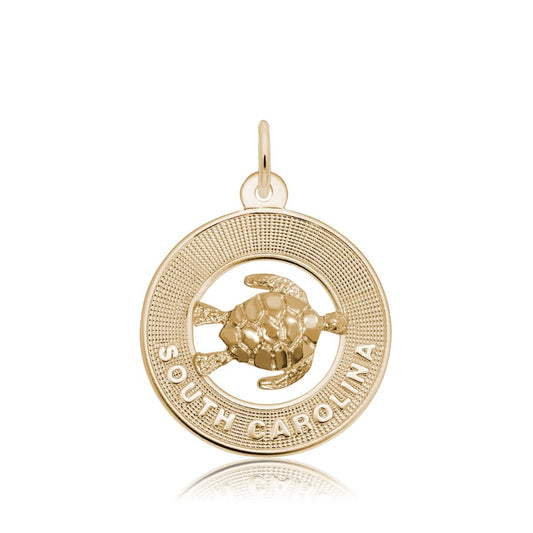 South Carolina Sea Turtle Charm in 14K Yellow Gold