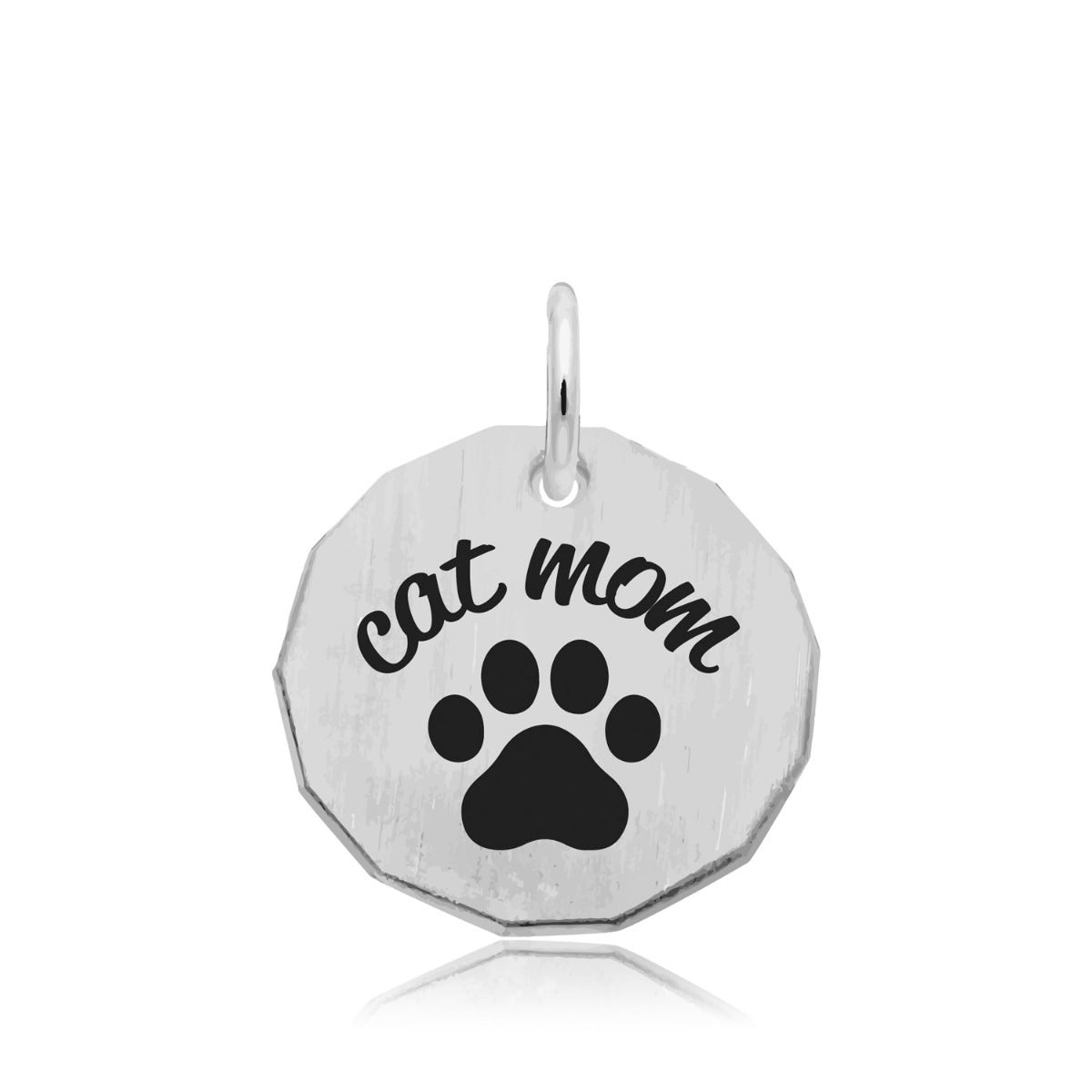 Cat Mom Charm in Sterling Silver