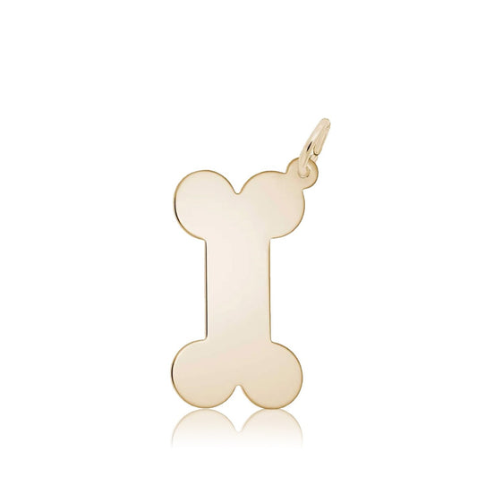 Small Dog Bone Charm in 14K Yellow Gold
