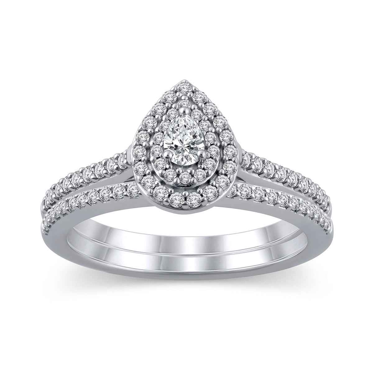 True Promise 5/8 ct. tw. Pear Diamond Wedding Set in 10K White Gold